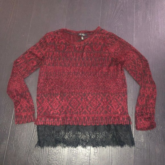 Jessica Simpson Sweater Red Black‎ Women's Size Small - Picture 1 of 9